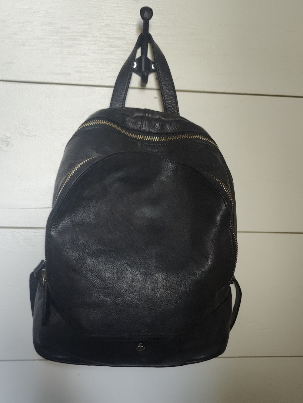 Black Leather Women's Backpack